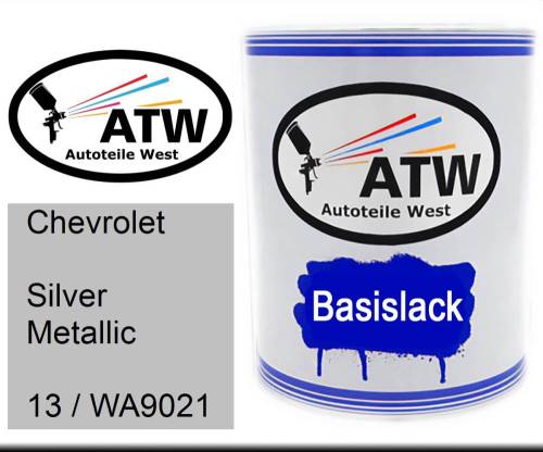 Chevrolet, Silver Metallic, 13 / WA9021: 1L Lackdose, von ATW Autoteile West.